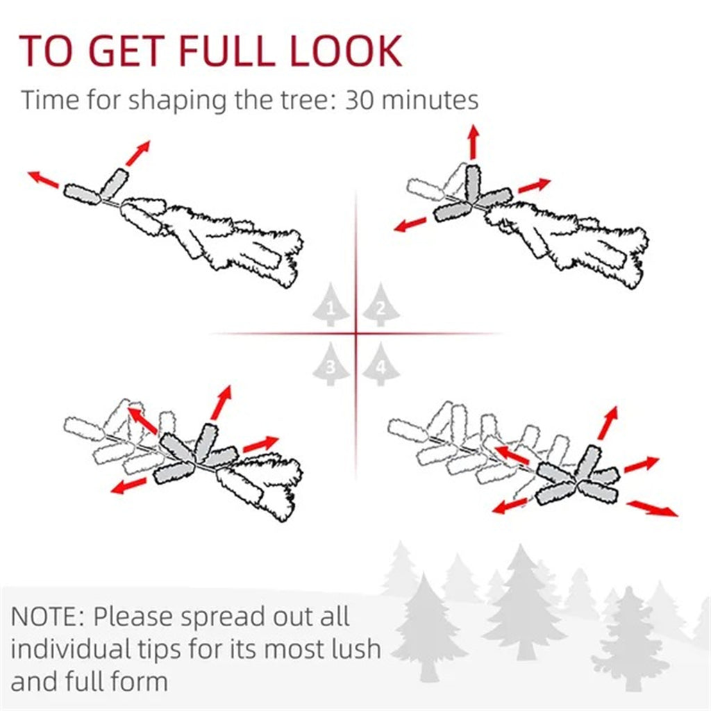 6ft Flocked Christmas Tree, Pencil Artificial Christmas Tree With Realistic Branches