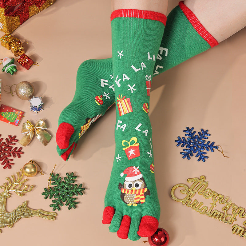 Cute Christmas Five-finger Socks