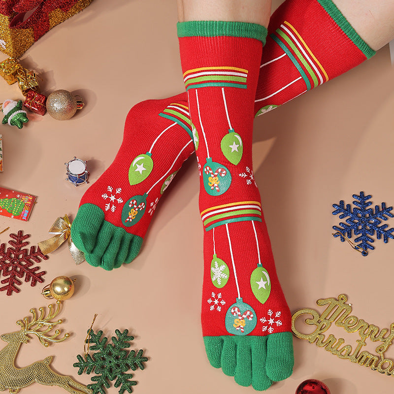 Cute Christmas Five-finger Socks