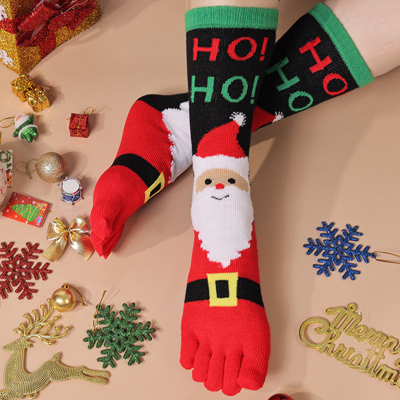 Cute Christmas Five-finger Socks