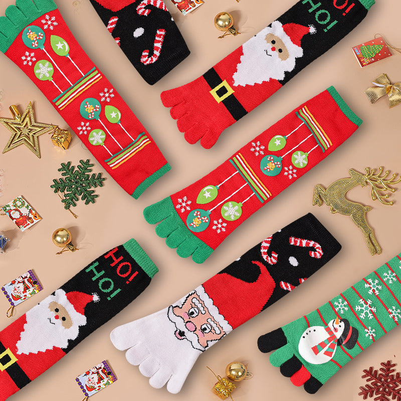 Cute Christmas Five-finger Socks