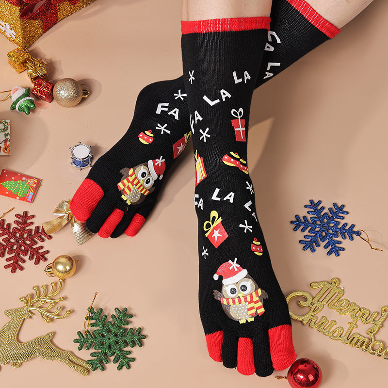 Cute Christmas Five-finger Socks