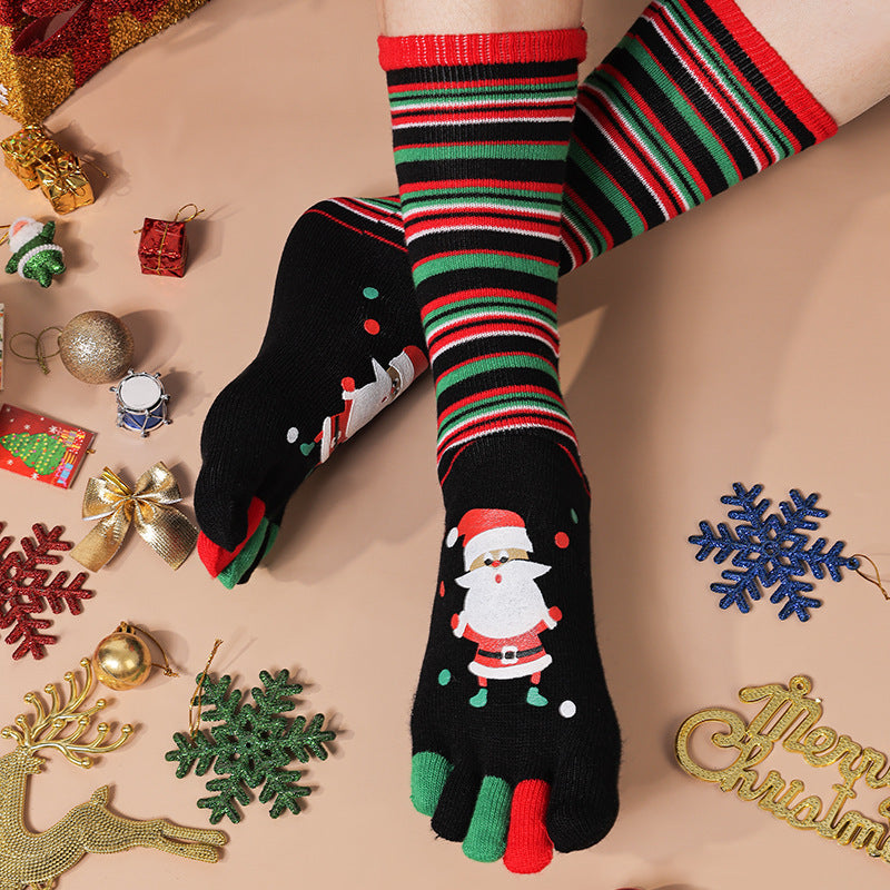 Cute Christmas Five-finger Socks