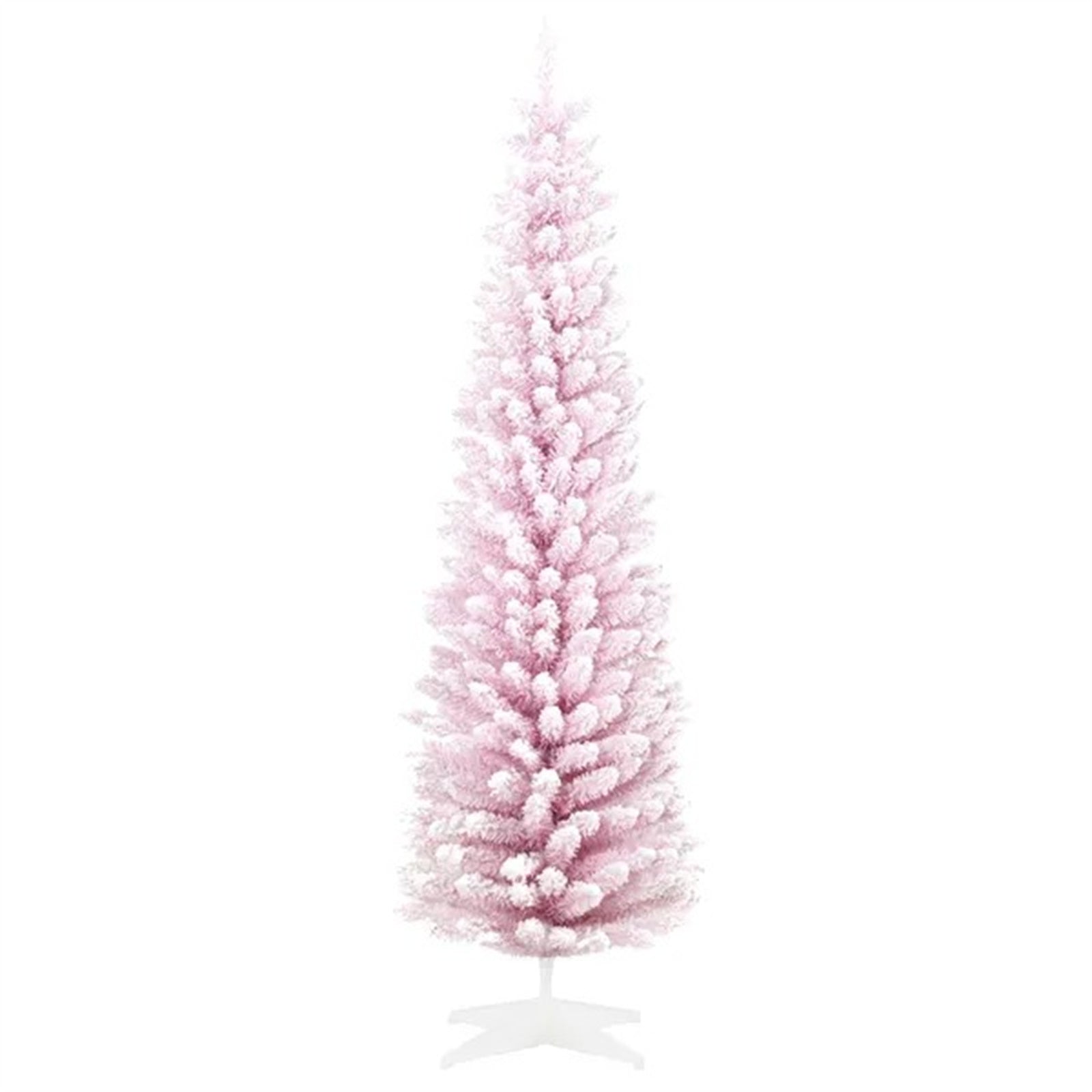 6ft Flocked Christmas Tree, Pencil Artificial Christmas Tree With Realistic Branches