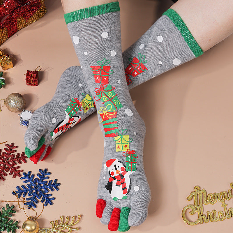 Cute Christmas Five-finger Socks