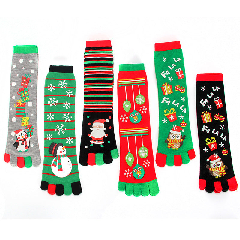 Cute Christmas Five-finger Socks