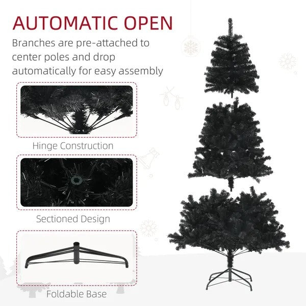6ft Artificial Christmas Trees, Black